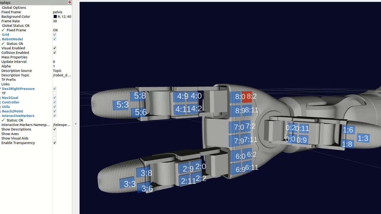 Dex3 taxel locations and changing pressure-count colors in RViz